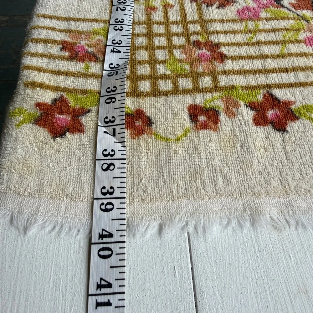 Vintage Floral Hand Towel and Washcloth Set 3pc Retro 70s Cotton Fringed